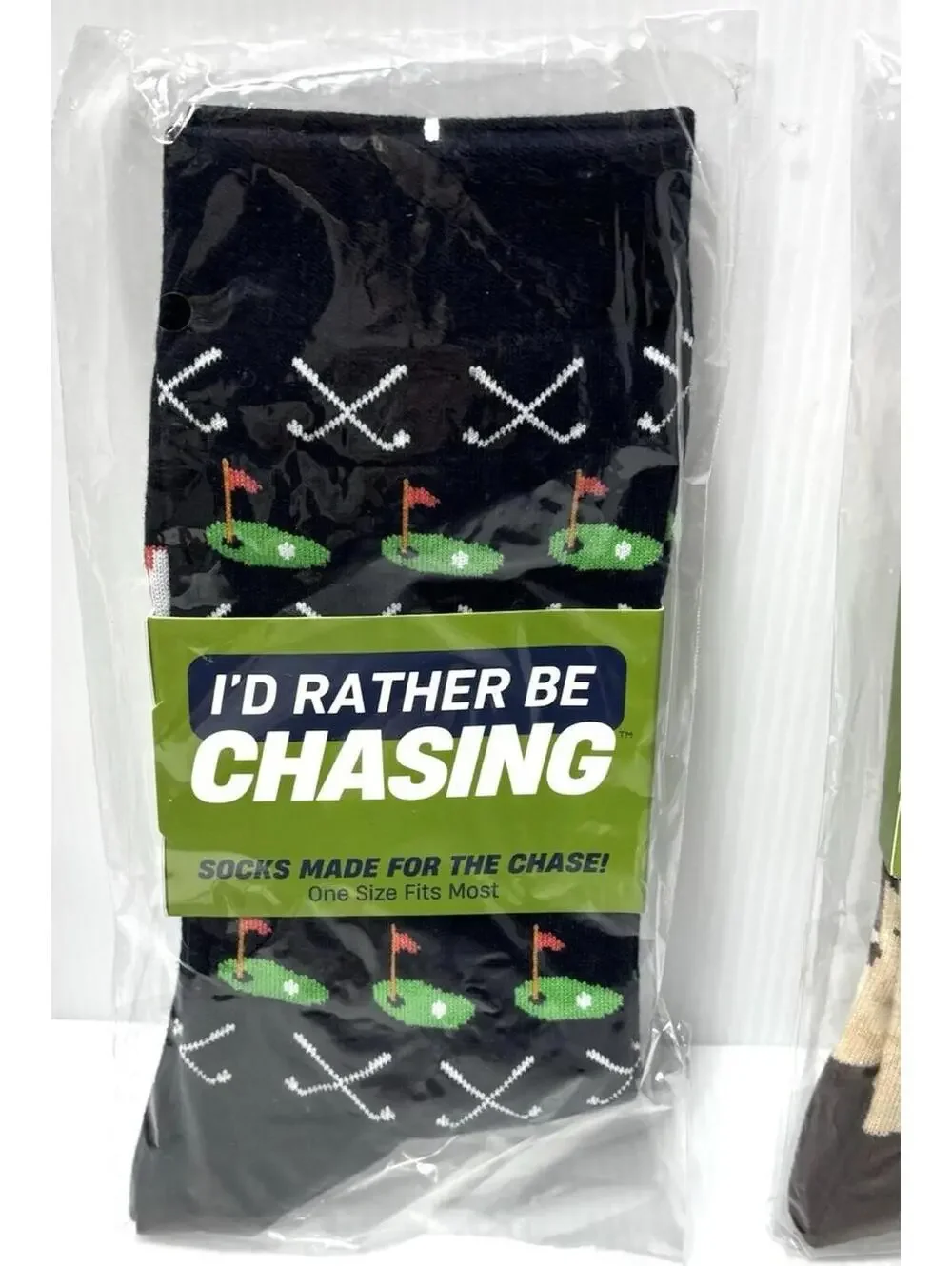 “I'd Rather Be Chasing” Socks 2pc Golf & Hunting Socks Patterns Brand New 2 Pair